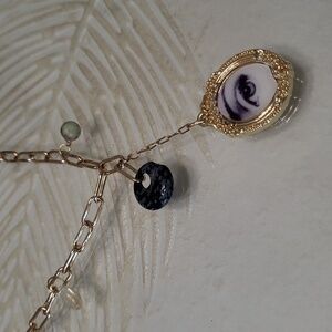 NECKLACE MEDAL FORNASETTI KEY PENDANT CHAIN GOLDEN